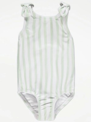 Green Striped Swimsuit Baby at ASDA