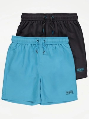 Plain Swim Shorts 2 Pack Kids at ASDA