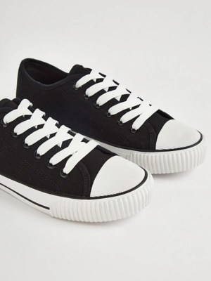 Black Lace Up Canvas Pumps Women at ASDA