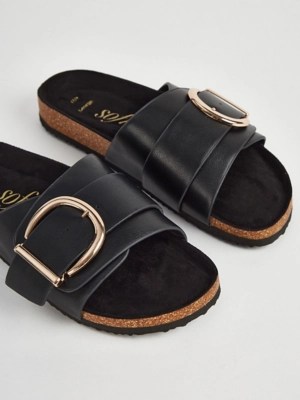 Black Buckled Cork Sandals Women at ASDA