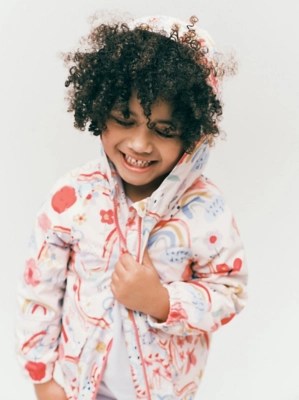 Bright Doodle Print Zip Up Shower Resistant Mac Kids at ASDA