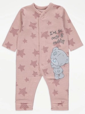 Tiny Tatty Teddy Pink Star Print All In One Baby at ASDA