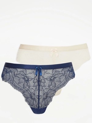 Lace High Leg Knickers 2 Pack Women at ASDA