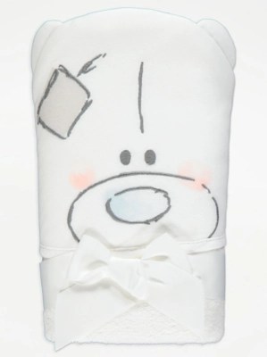 Tiny Tatty Teddy White Hooded Towel Baby at ASDA