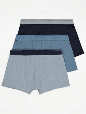 Blue AFront Boxer Shorts 3 Pack Men at ASDA
