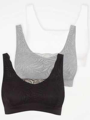 Lace Comfort Bras 3 Pack Lingerie at ASDA