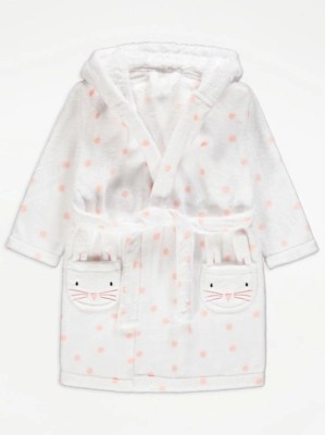 White Spot Bunny Fleece Hooded Dressing Gown Kids at ASDA