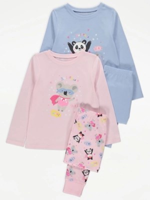 Koala Super Hero Print Long Sleeve Pyjamas 2 Pack Kids at ASDA