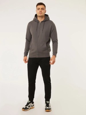 Charcoal Zip Up Hoodie Men at ASDA