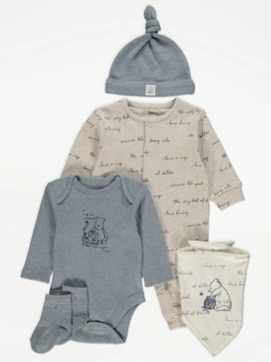 Disney Winnie The Pooh Blue Baby Starter 5 Piece Set Baby at