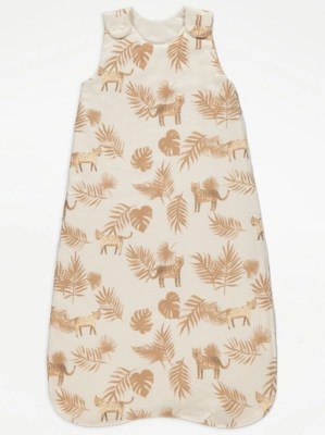 Neutral Tiger Palm Leaf Sleep Bag 1 Tog Baby at ASDA