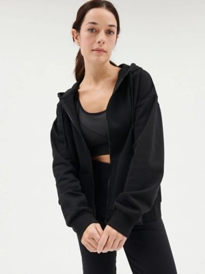 Black Basic Zip Through Hoodie Women at ASDA