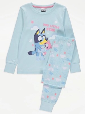 Bluey Star Print Long Sleeve Pyjamas Kids at ASDA