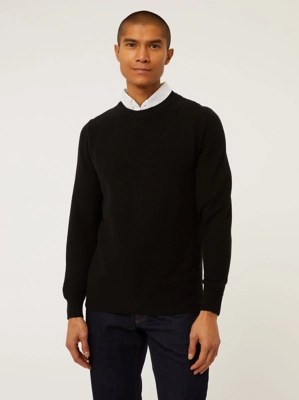 Black Knitted Collared Jumper Men at ASDA