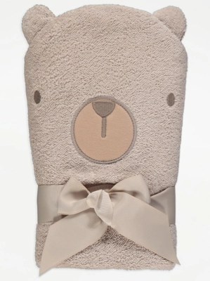 Brown Bear Hooded Towel Baby at ASDA