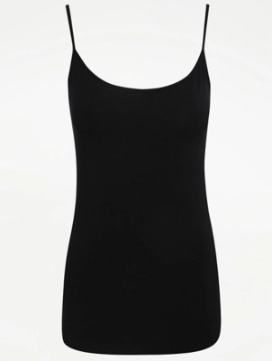 Black Basic Fitted Cami Top Women at ASDA