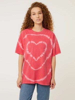 Pink Heart Tie Dye TShirt Women at ASDA