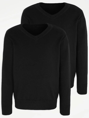 Black V Neck School Jumper 2 Pack School at ASDA