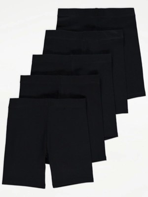 Black Cycling Shorts 5 Pack Kids at ASDA