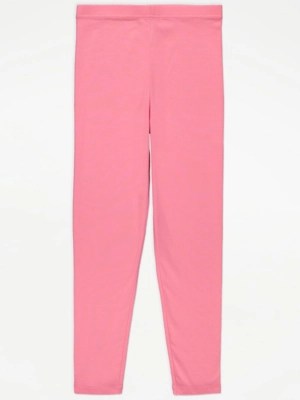 Pink Plain Leggings Kids at ASDA