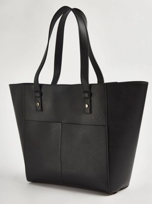 Black Faux Leather Tote Bag Women at ASDA