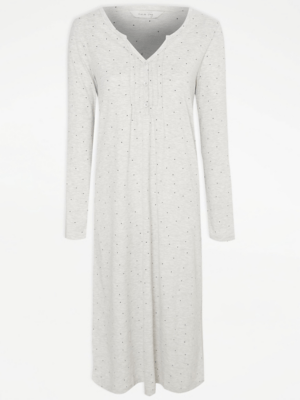 Grey Polka Dot Print Night Dress Women at ASDA
