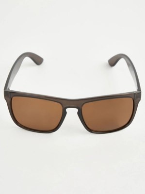 Brown Rectangle Plastic Sunglasses Men at ASDA
