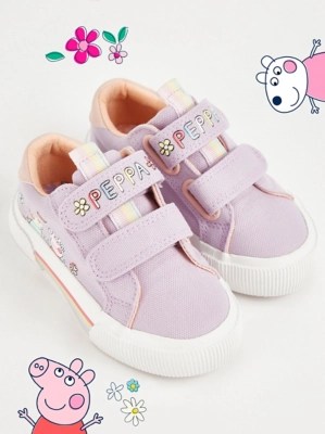 First Walkers Peppa Pig Lilac Canvas Strap Trainers Kids at ASDA