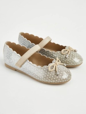 Easy On Gold Glitter Ballet Shoes Kids at ASDA