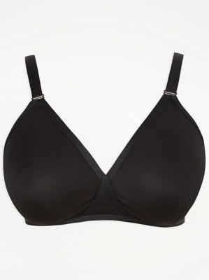 Black Cross Front Non Wired Bra Lingerie at ASDA