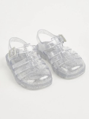 Silver Glitter Jelly Sandals Kids at ASDA