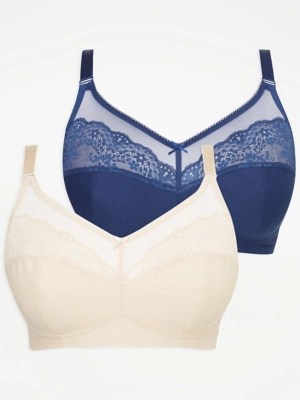 Traditional NonPadded Bra 2 Pack Lingerie at ASDA