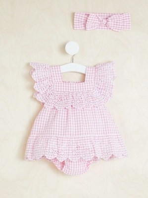 Billie Faiers Pink Gingham Dress and Headband Outfit Baby at