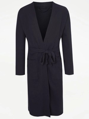 Navy Waffle Texture Lightweight Dressing Gown Men at ASDA