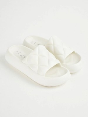 White Quilted Sliders Women at ASDA