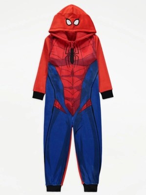 SpiderMan Fleece Hooded Onesie Kids at ASDA