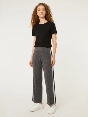 Grey Soft Touch Side Striped Trousers Women at ASDA