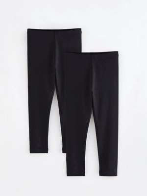 Girls Black School Leggings 2 Pack School at ASDA
