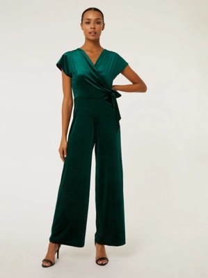 Green Velour Wrap Jumpsuit Women at ASDA