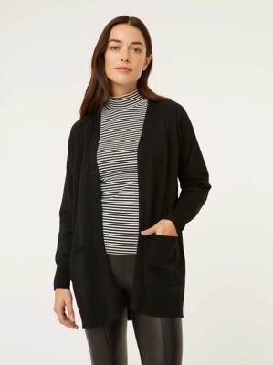 Black Knitted Edge To Edge Longline Cardigan Women at ASDA