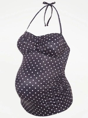 Maternity Black Polka Dot Tankini Top Women at ASDA