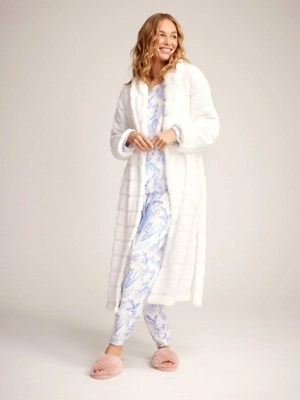 White Plush Fleece Dressing Gown Lingerie at ASDA