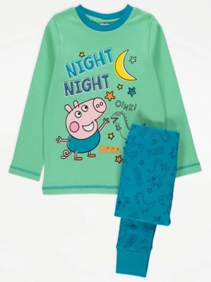 Peppa Pig Pig Night Night Green Pyjamas Kids at ASDA