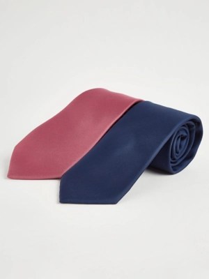 Assorted Plain Ties 2 Pack Men at ASDA