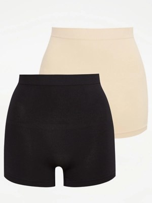 Seam Free Short Ribbed Control Briefs 2 Pack Lingerie at ASDA