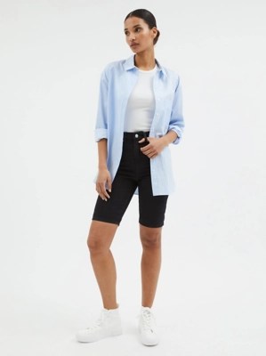 Black Knee Length Denim Shorts Women at ASDA