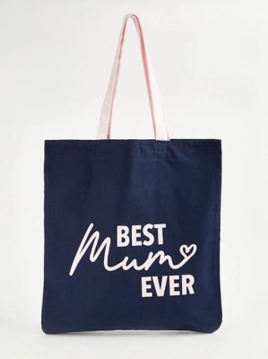Navy Best Mum Ever Canvas Tote Bag Women at ASDA