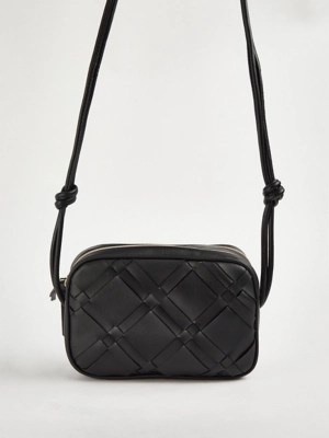 Black Woven Cross Body Bag Women at ASDA