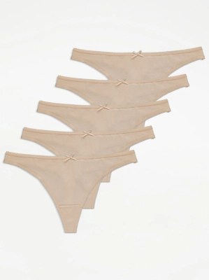 Nude Thongs 5 Pack | Lingerie | George at ASDA