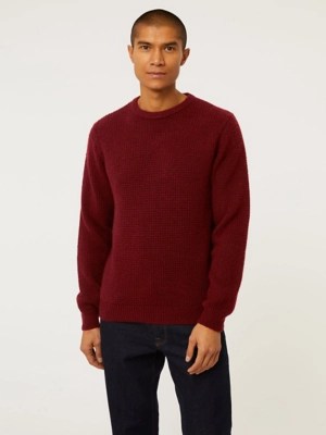 Burgundy Soft Touch Knitted Jumper Men at ASDA
